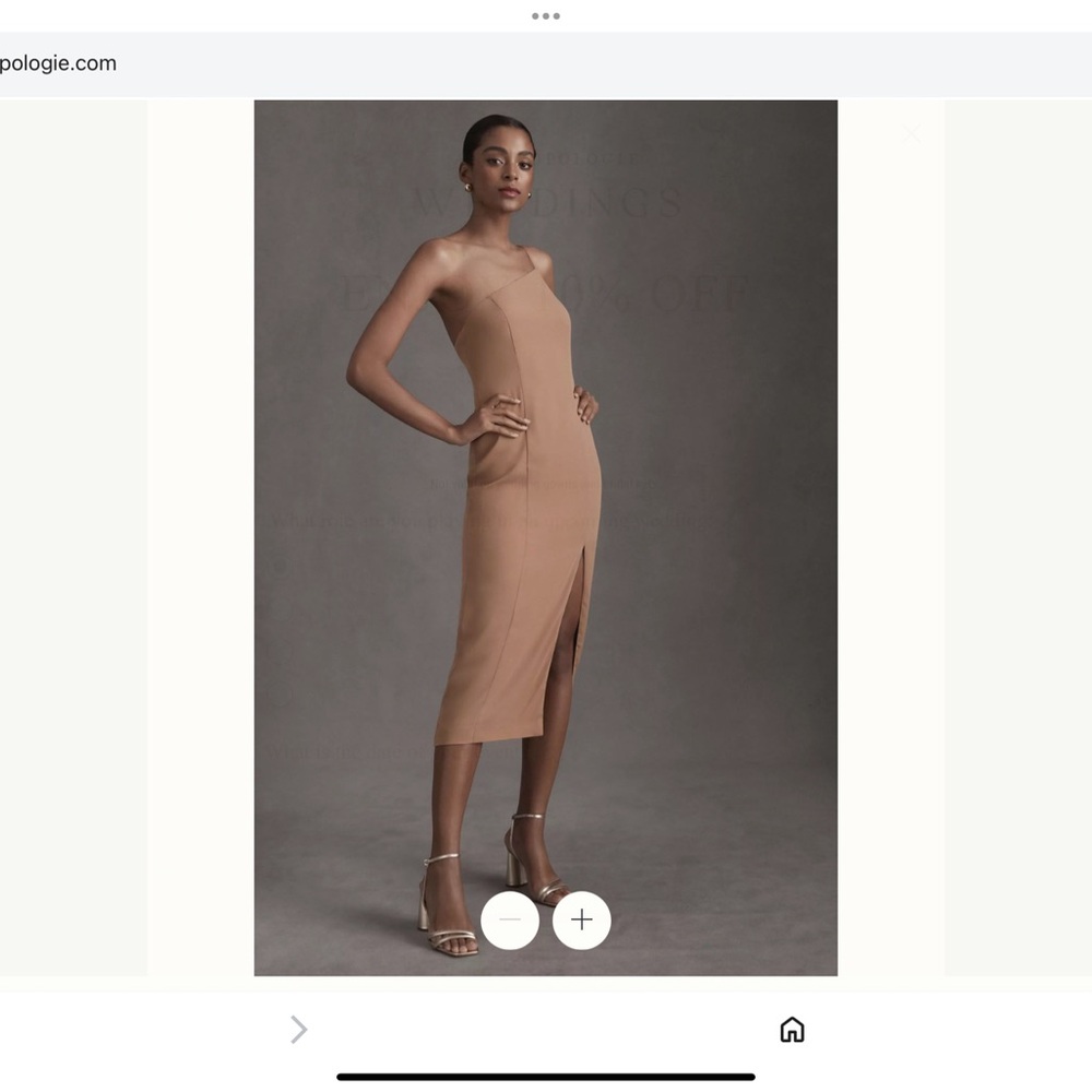 Elegant Tan One-Shoulder Dress